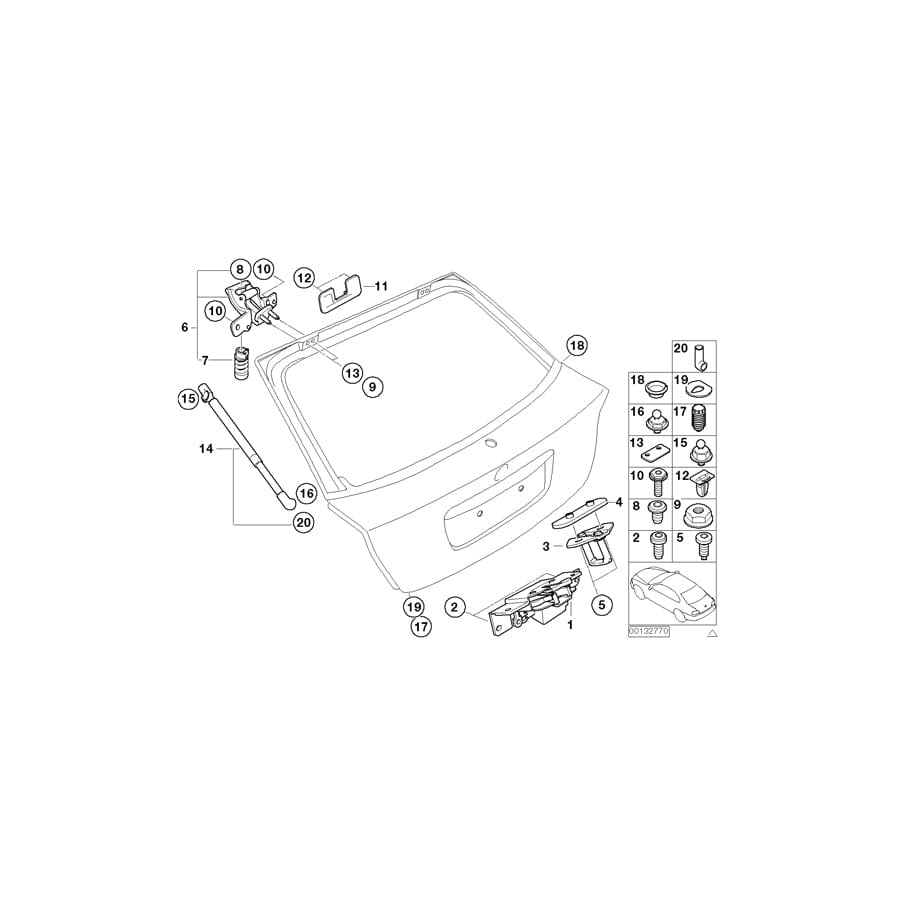 Genuine BMW 41627017798 E46 Right Trunk Lid Hinge (Inc. 318ti, 318td & 320td)