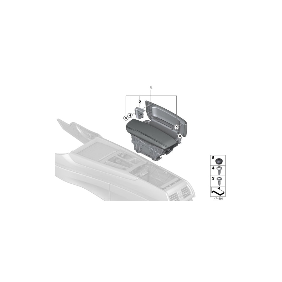Genuine BMW 51169285088 F15 Armrest In Leather, Front Center ELFENBEINWEISS (Inc. X5 30dX, X5 M50dX & X5 35dX)