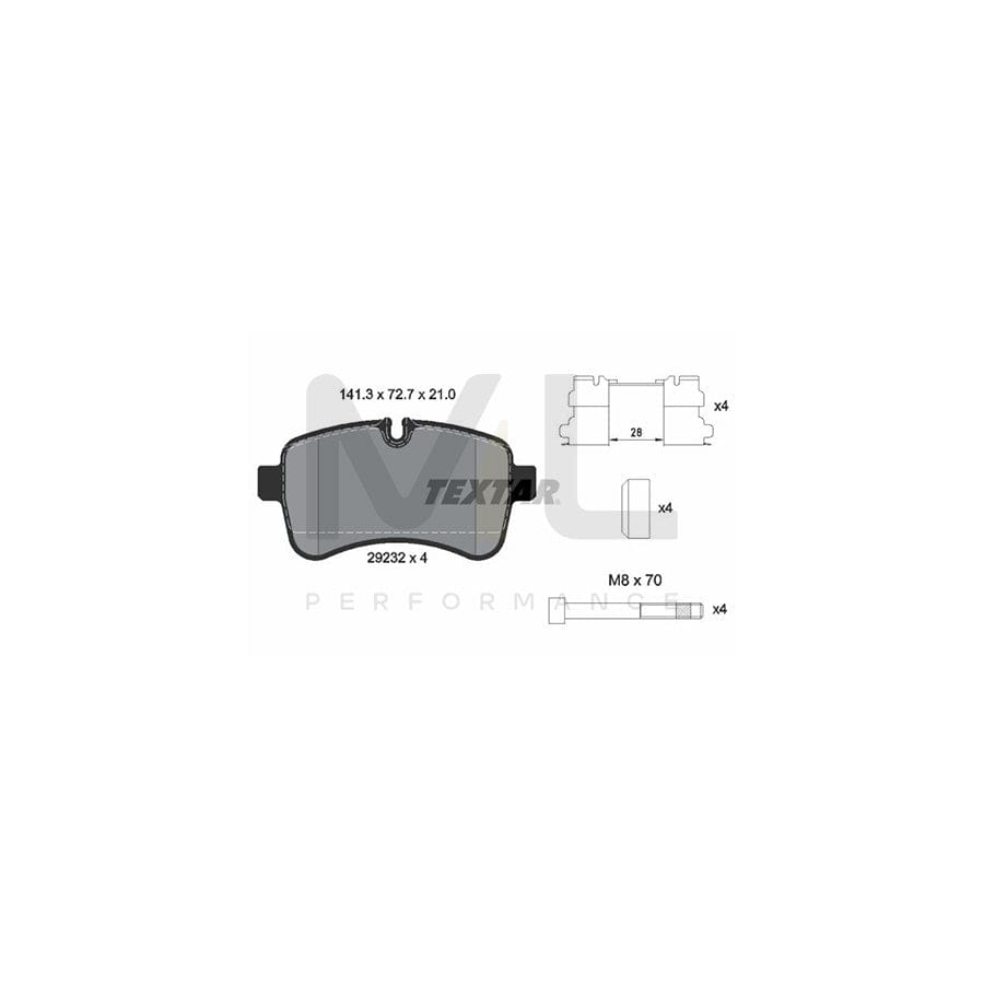 TEXTAR 2923201 Brake pad set for IVECO Daily prepared for wear indicator, with brake caliper screws, with accessories