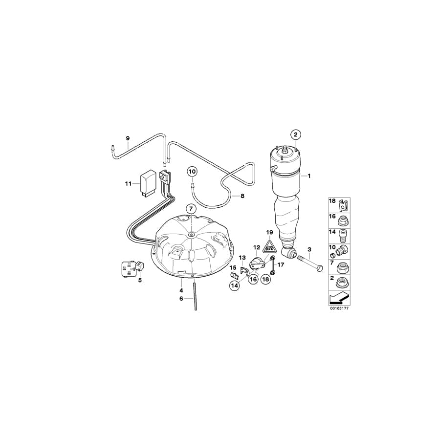 Genuine BMW 37141182641 E39 E38 Level Sensor (Inc. 740iL, 740i & 735i)