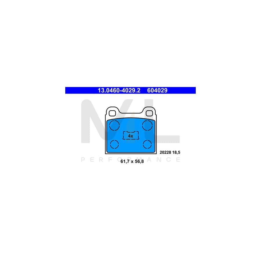 ATE 13.0460-4029.2 Brake pad set excl. wear warning contact, not prepared for wear indicator