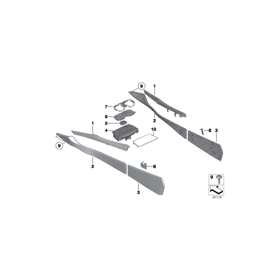 Genuine BMW 51169273423 F03 F01 F02 Trim Cover, Center Console, Left ELFENBEINWEISS (Inc. Hybrid 7, 730dX & 740LdX)