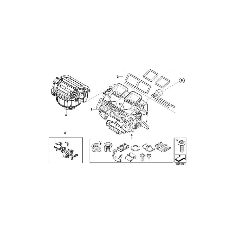 Genuine BMW 64116962301 E82 E84 E91 Set Of Parts Heater/Air Condit. Housing (Inc. X1 20d, 325xi & 116i)