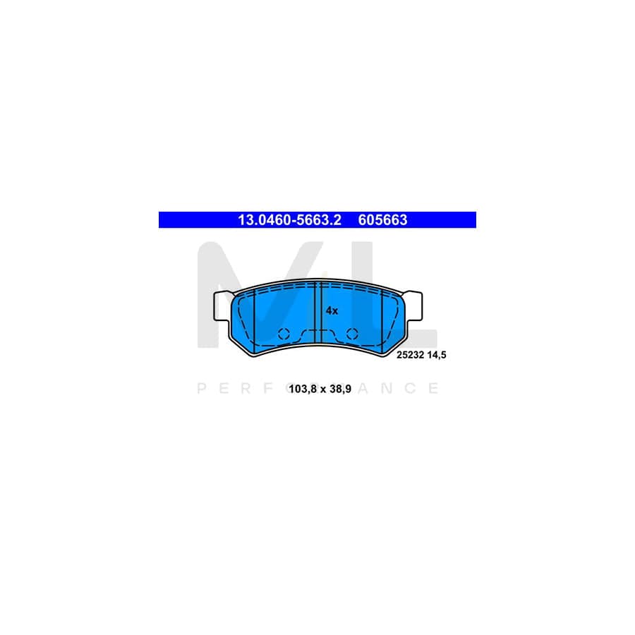 ATE 13.0460-5663.2 Brake pad set excl. wear warning contact, not prepared for wear indicator, with anti-squeak plate