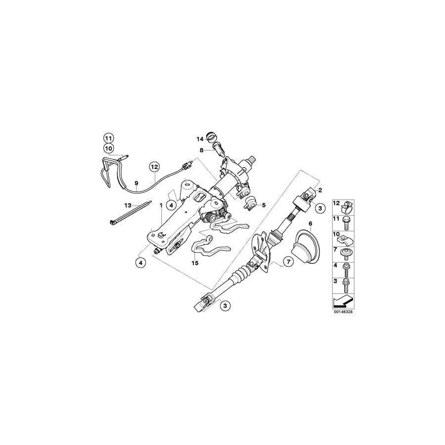 Genuine BMW 32306770723 E60 E61 Steering Column,Manual.Adjust. Interlock (Inc. 525xi & 530xi)