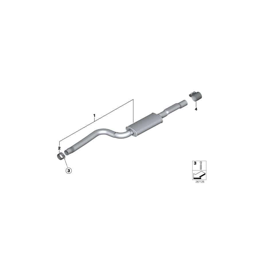 Genuine BMW 18307646909 F11 F10 Front Muffler (Inc. 528i & 528iX)