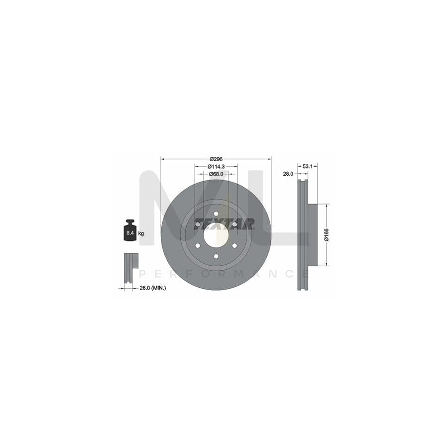 TEXTAR 92285803 Brake Disc Internally Vented, Coated, without wheel hub - 1 piece