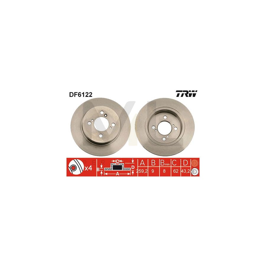TRW DF6122 Brake Disc for SUZUKI Swift IV Hatchback (FZ, NZ) Solid, Painted - 1 piece