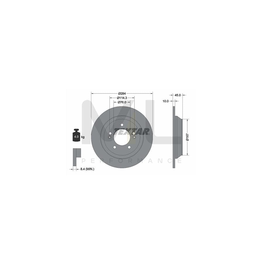 TEXTAR PRO 92267803 Brake Disc Solid, Coated, without wheel hub, without wheel studs - 1 piece