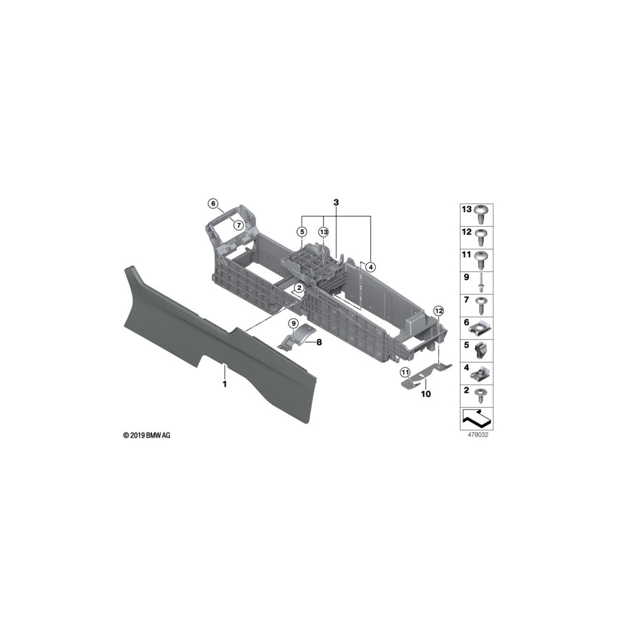Genuine BMW 51169359848 Trim Cover, Rear Console, Right SCHWARZ (Inc. 745LeX, M760LiX & 750i)