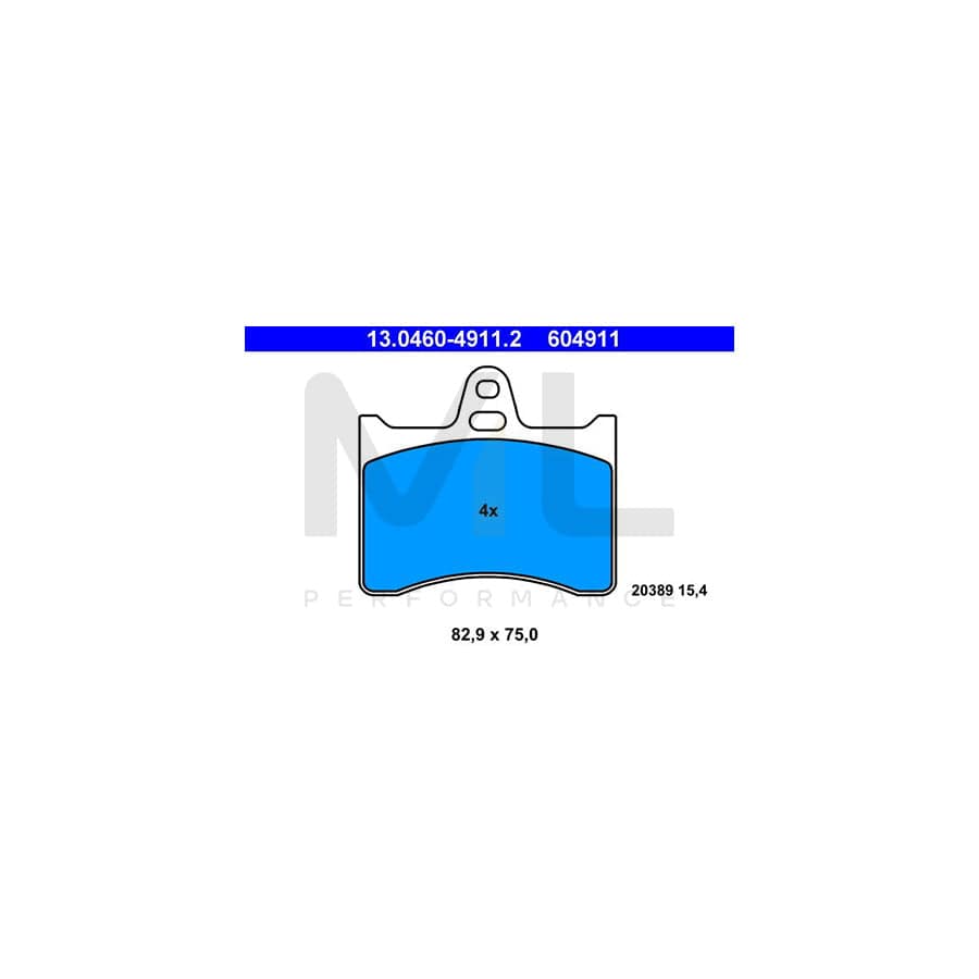 ATE 13.0460-4911.2 Brake pad set excl. wear warning contact, not prepared for wear indicator