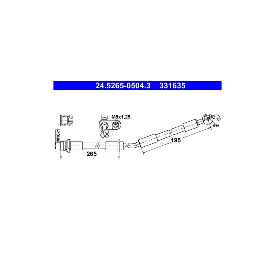 ATE 24.5265-0504.3 Brake Hose for Toyota Yaris