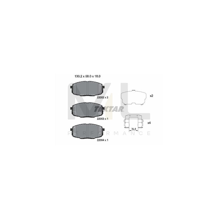 TEXTAR 2205203 Brake pad set with acoustic wear warning, with accessories