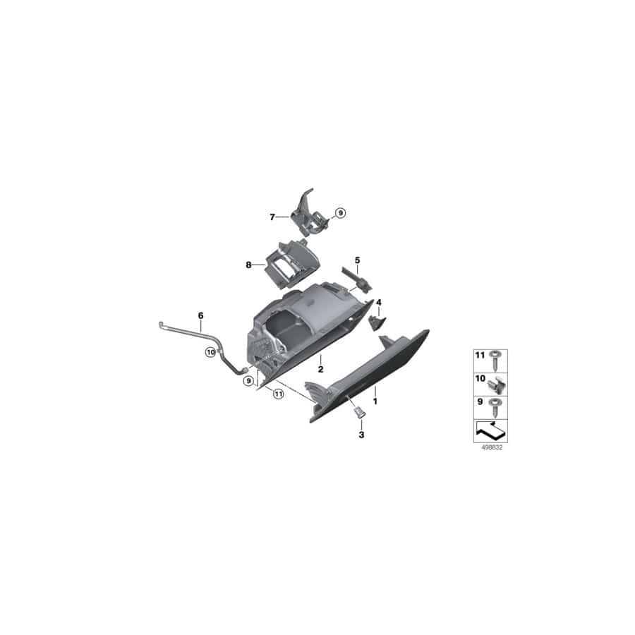 Genuine BMW 51169473658 G06 G05 G07 Glove Box Damper Left hand drive (Inc. X6 M50iX, X5 30iX & X7 30dX)