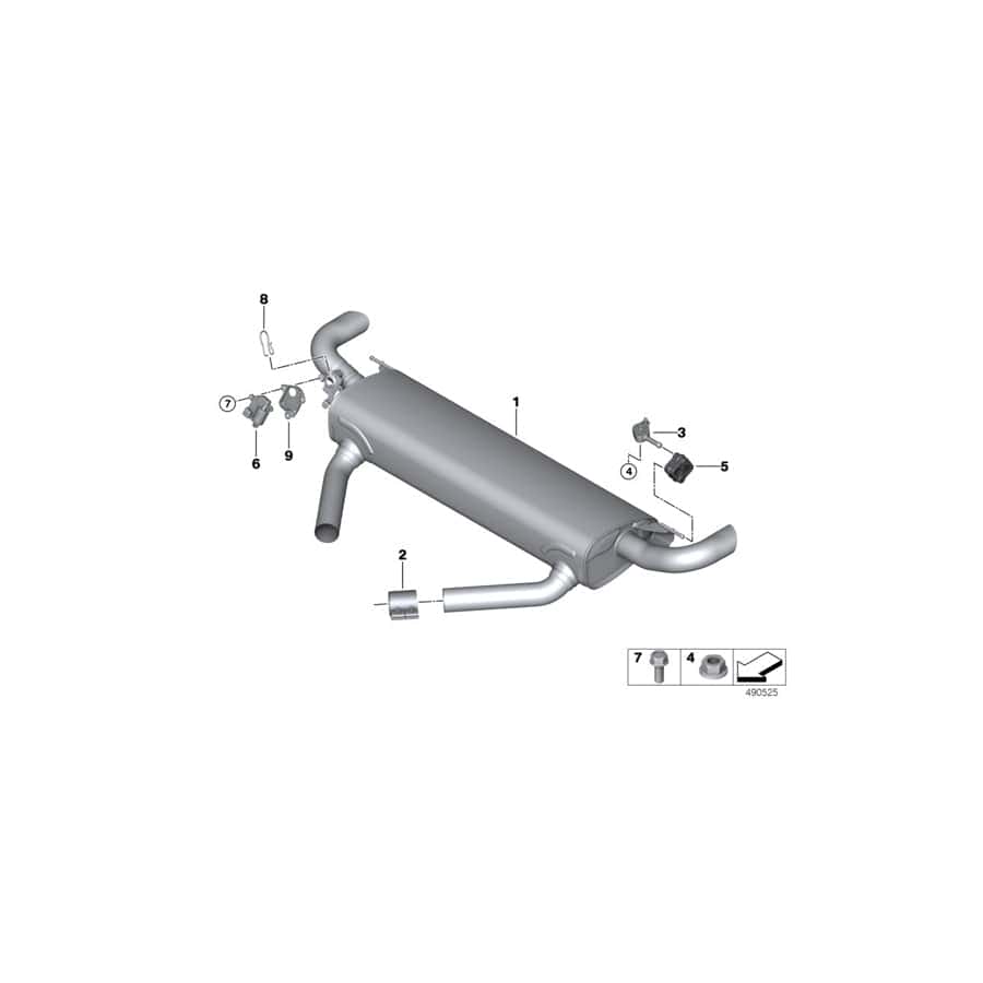 Genuine BMW 18308487385 G07 Rear Muffler With Exhaust Flap (Inc. X7 40iX)