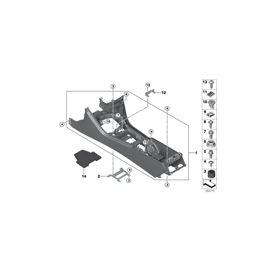 Genuine BMW 51169396476 F92 F93 G14 Bracket F Center Console, Center (Inc. 840iX, M8 & M850iX)