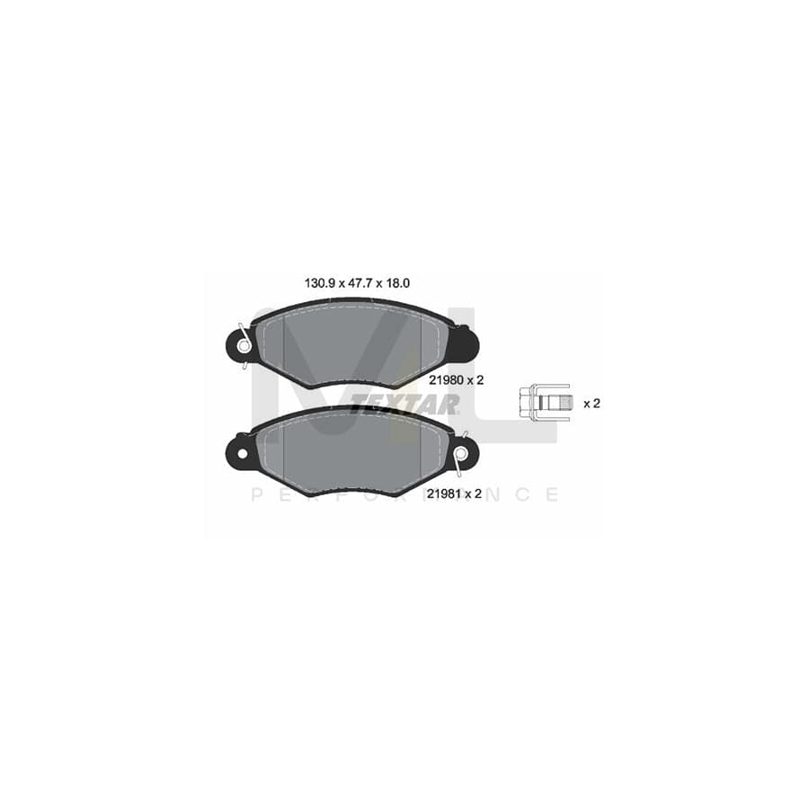 TEXTAR 2198004 Brake pad set not prepared for wear indicator, with brake caliper screws