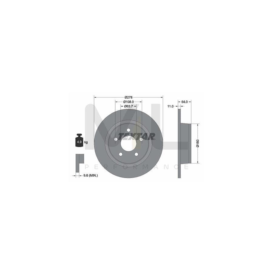 TEXTAR PRO 92124903 Brake Disc Solid, Coated, without wheel hub, without wheel studs - 1 piece