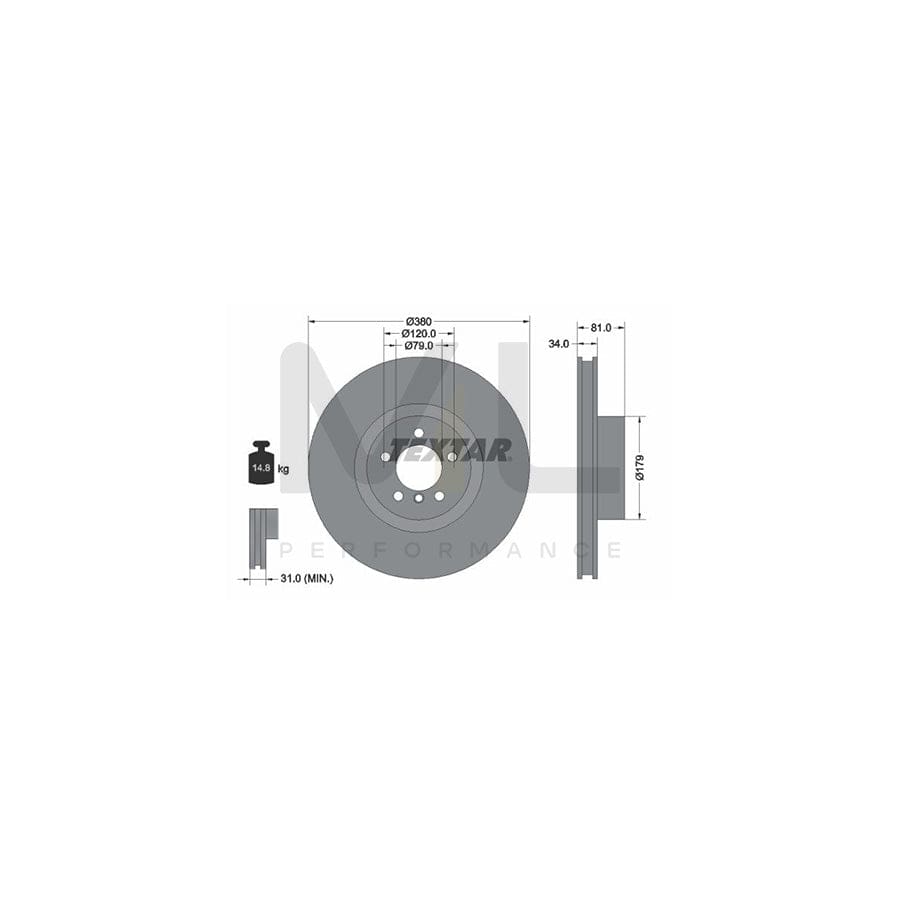 TEXTAR PRO+ 92233905 Brake Disc for LAND ROVER Range Rover III (L322) Internally Vented, Coated, High-carbon, without wheel hub, without wheel studs - 1 piece