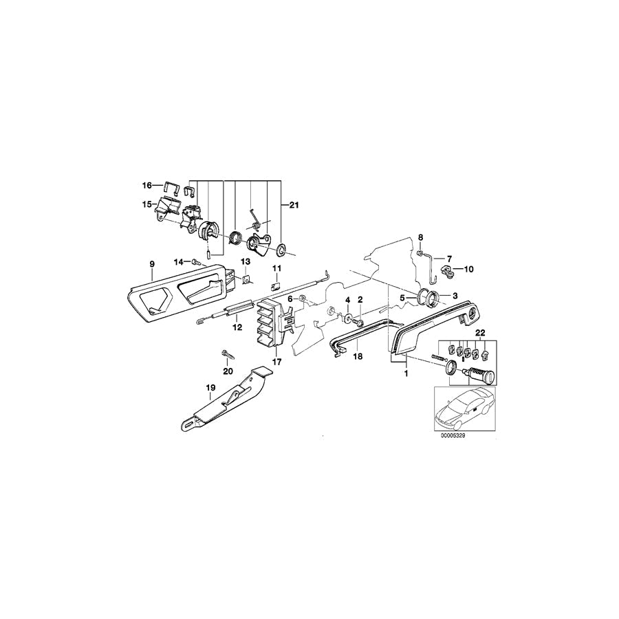 Genuine BMW 51211928215 E32 Door Handle, Inside Left (Inc. 735i, 750iL & 750i)