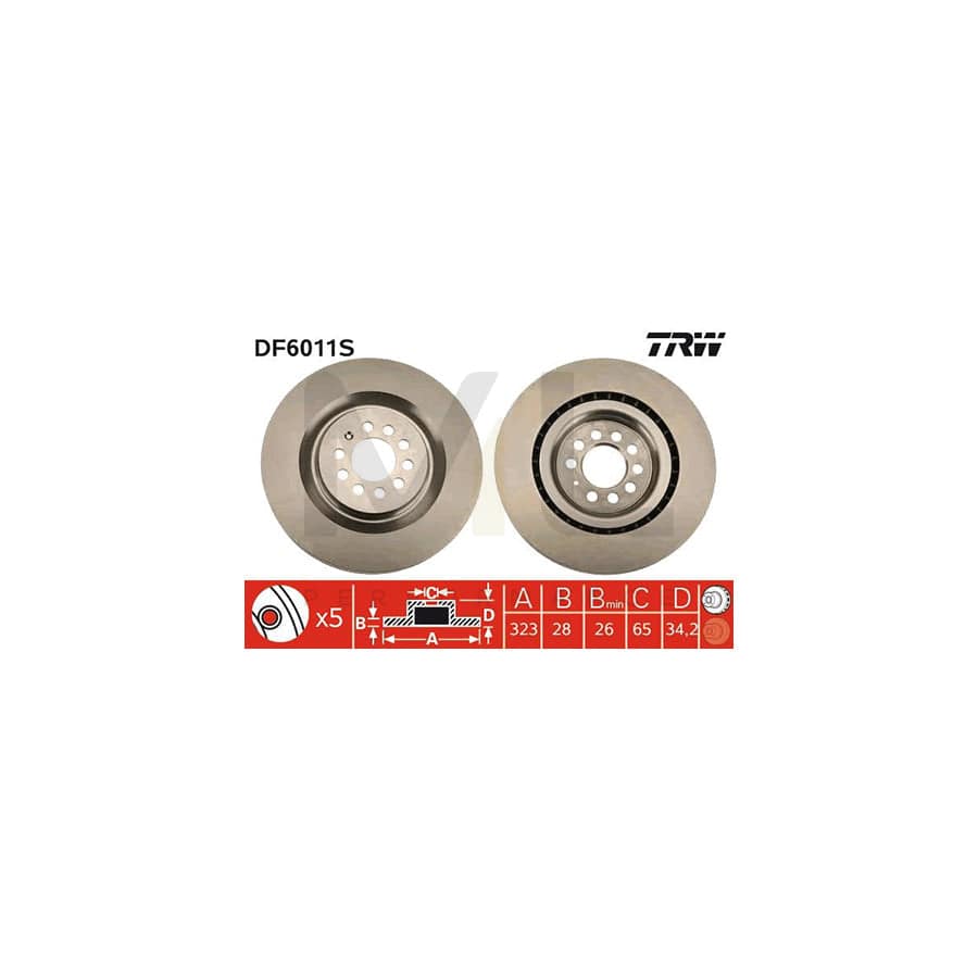 TRW DF6011S Brake Disc for SEAT Leon I Hatchback (1M1) Vented - 1 piece