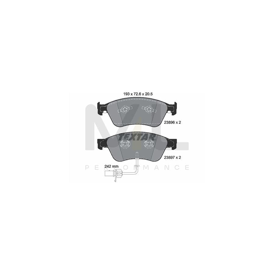 TEXTAR 2389601 Brake pad set with integrated wear warning contact