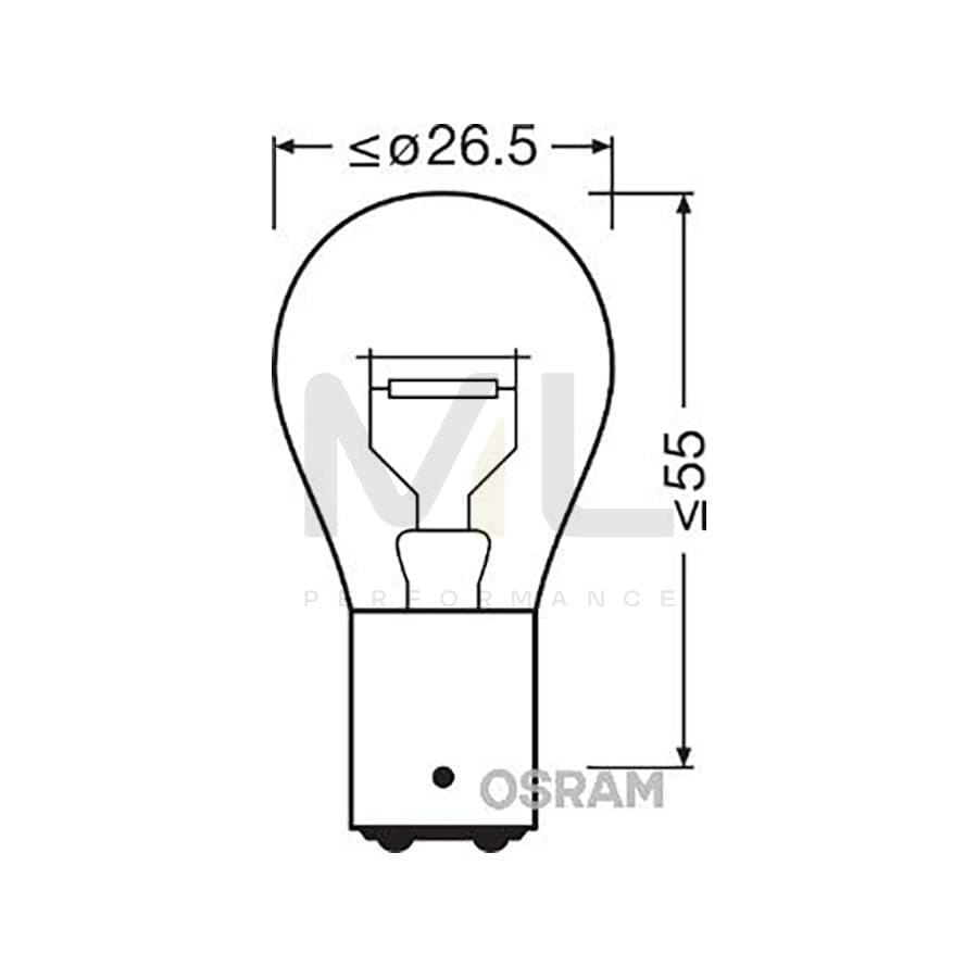 OSRAM 7538LDR-01B Bulb, brake / tail light PR21/5W, 12V 21/5W, BAW15d, DIADEM