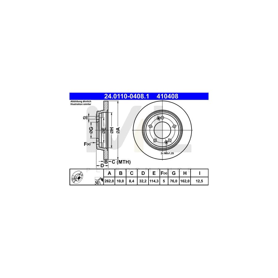 ATE 24.0110-0408.1 Brake Disc Solid, Coated, High-carbon - 1 piece