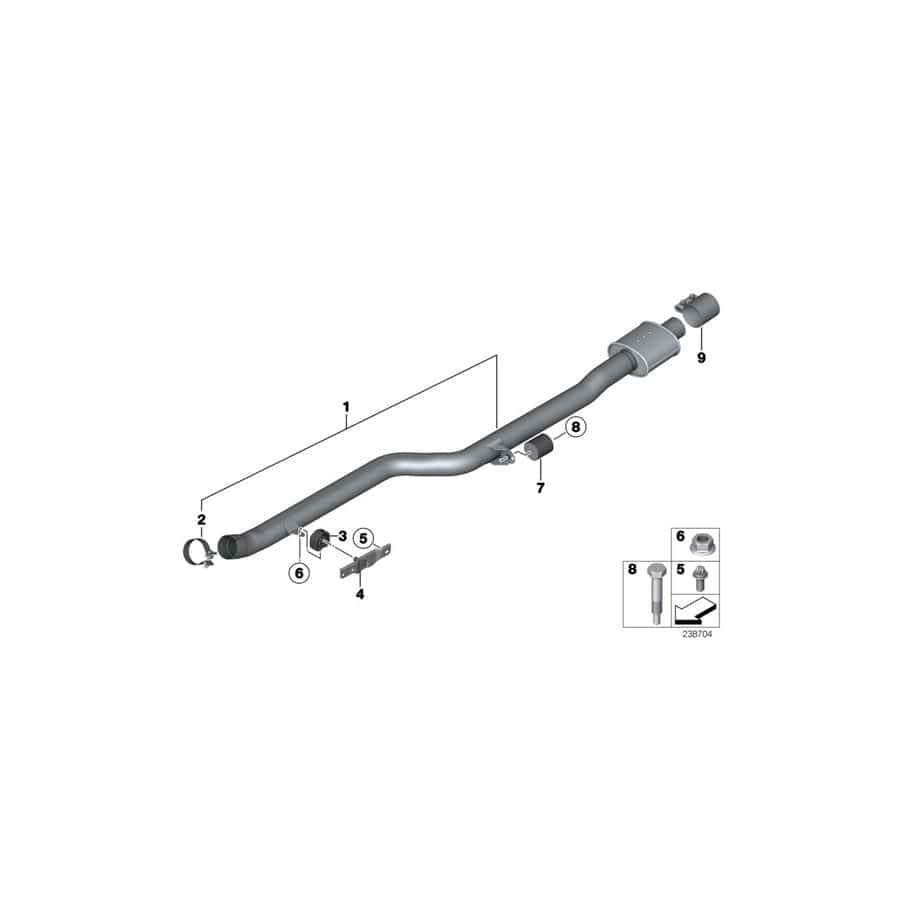 Genuine BMW 18308614938 F25 F26 Exhaust Pipe Front Silencer (Inc. X3 35iX & X4 35iX)
