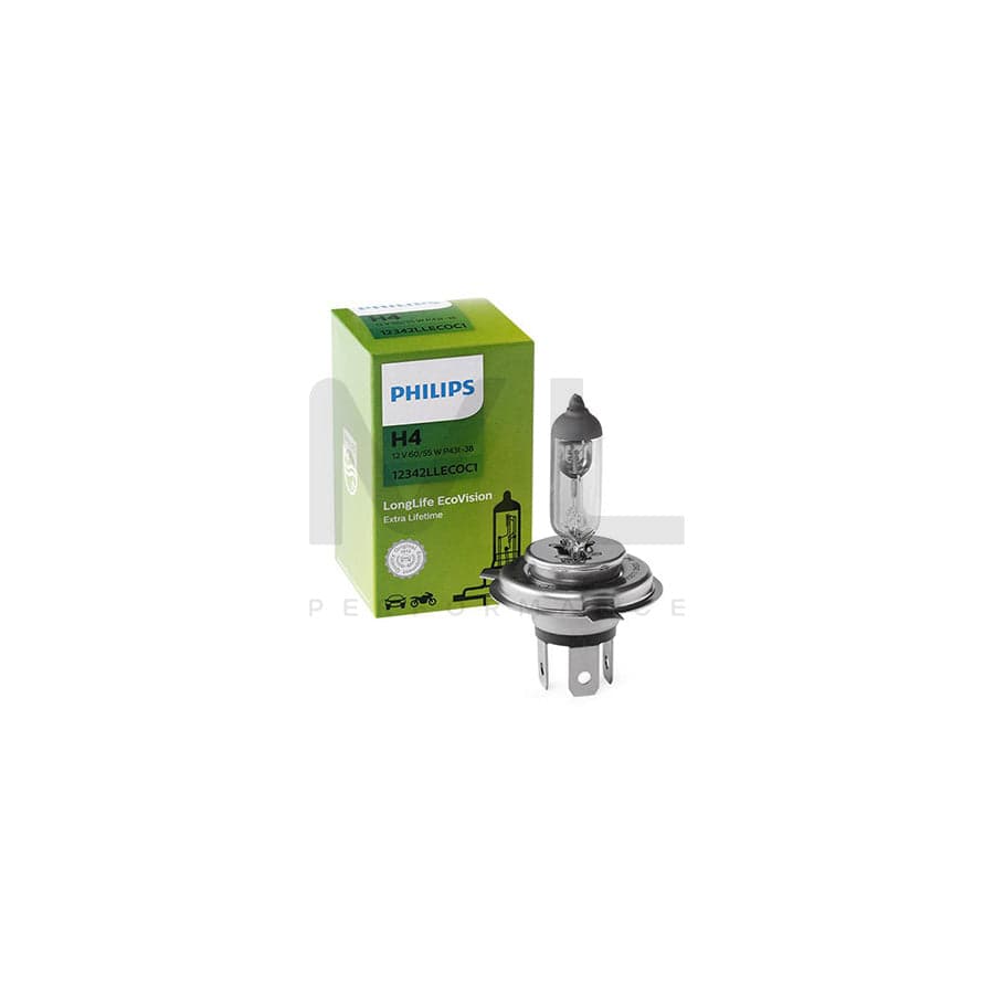 PHILIPS LongLife EcoVision 12342LLECOC1 Bulb, spotlight H4 12V 60/55W P43t-38 3000K Halogen