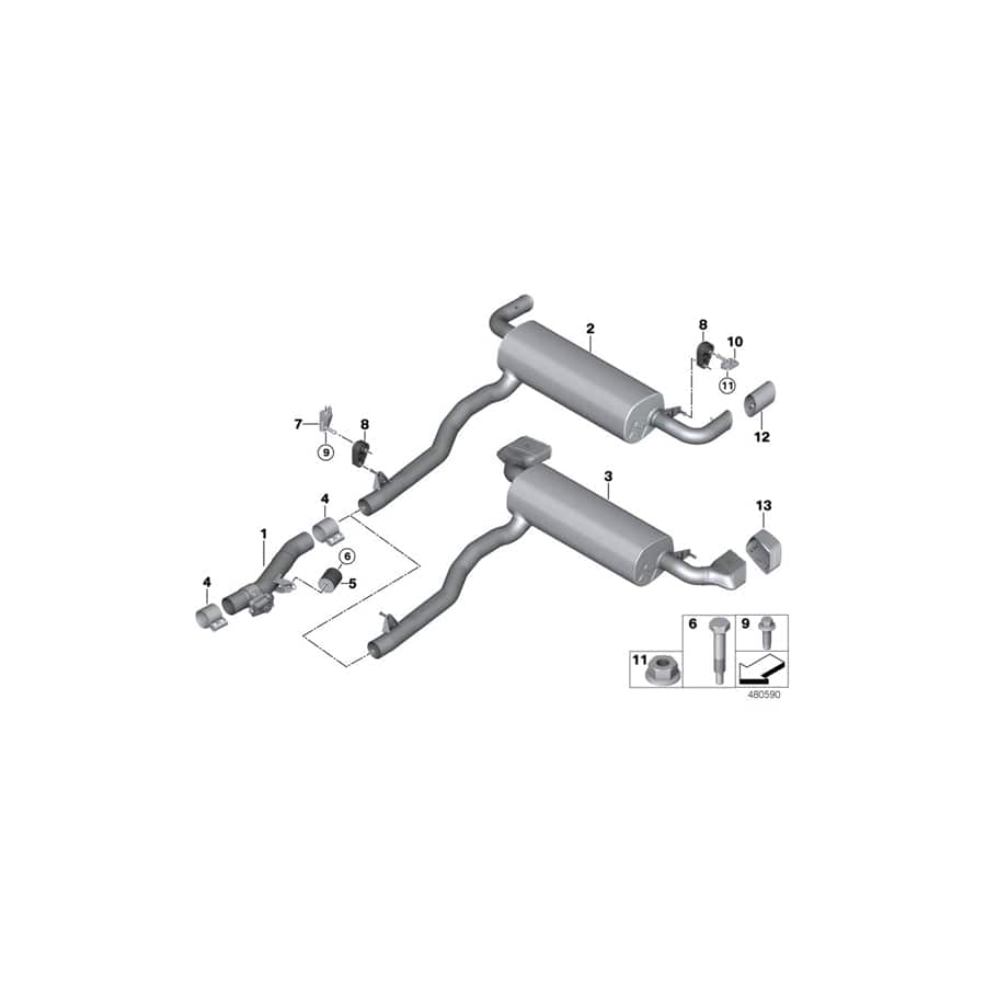 Genuine BMW 18308588100 G30 G31 Rear Muffler (Inc. 530d, 540dX & 530dX)