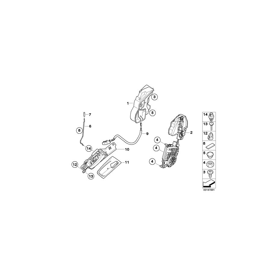 Genuine BMW 51217137052 E70 Operating Rod, Door Front Right (Inc. X5 3.0d, X5 M50dX & X5 4.8i)
