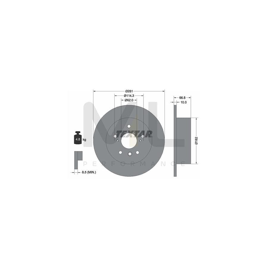 TEXTAR PRO 92240203 Brake Disc Solid, Coated, without wheel hub, without wheel studs - 1 piece