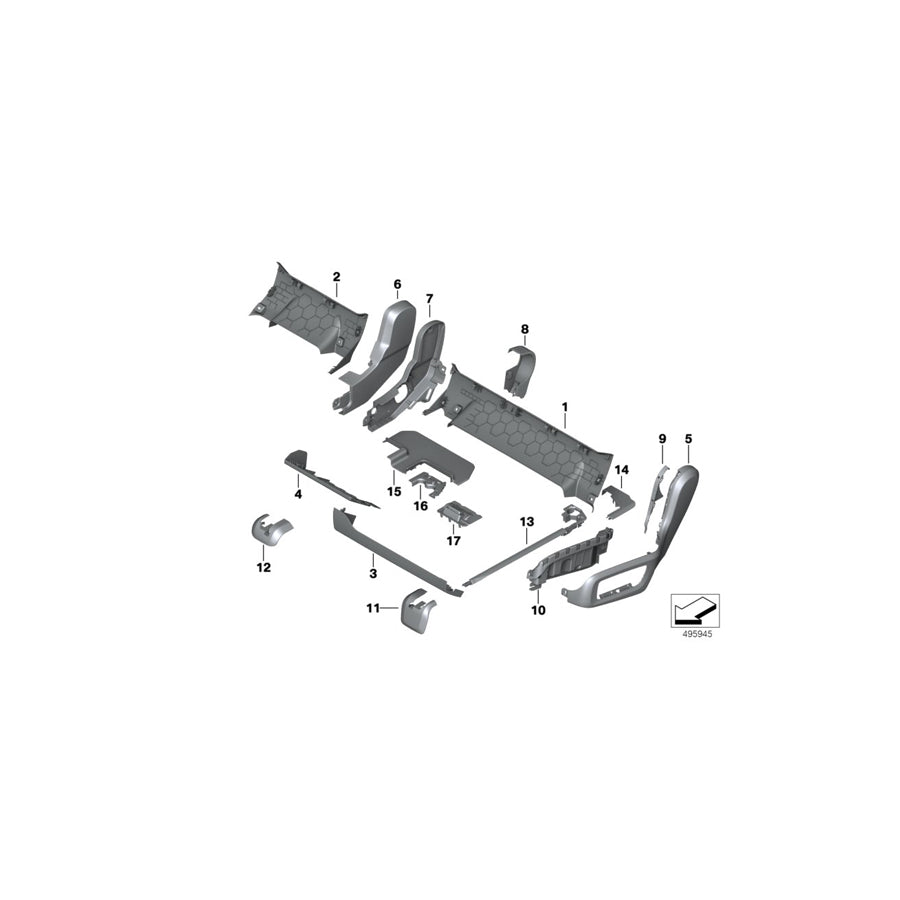Genuine BMW 52207955882 G05 G07 Trim Recliner, Rear SCHWARZ (Inc. X7 30dX, X7 M50iX & X5 40iX)