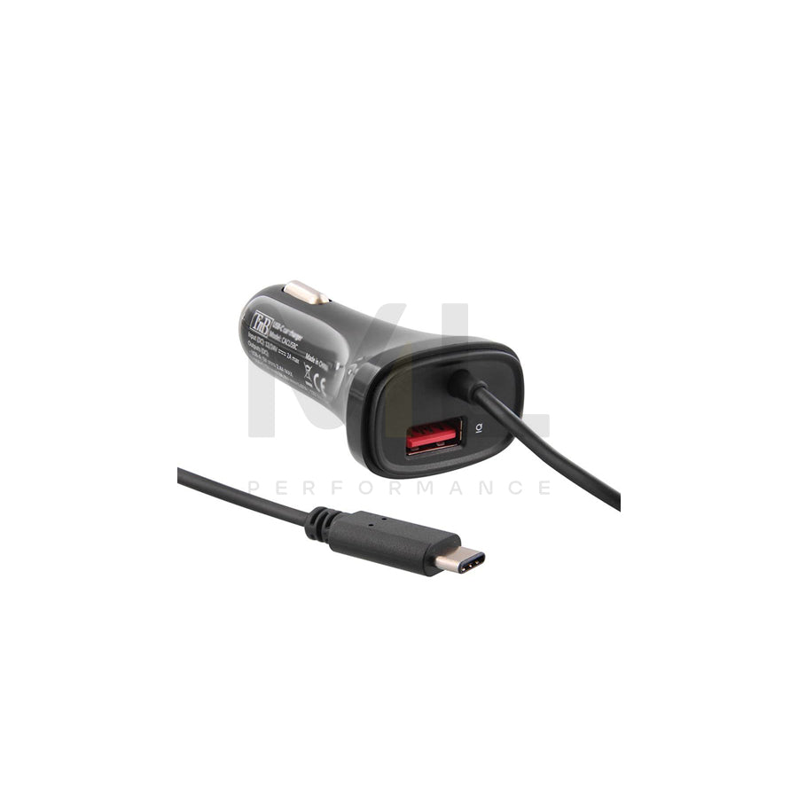 TnB CACUSBC 8109 In-car charger 1.2m, Number of inlets/outlets: 1 USB-A, 1 USB-C, with USB plug (type C), USB type-C, Black