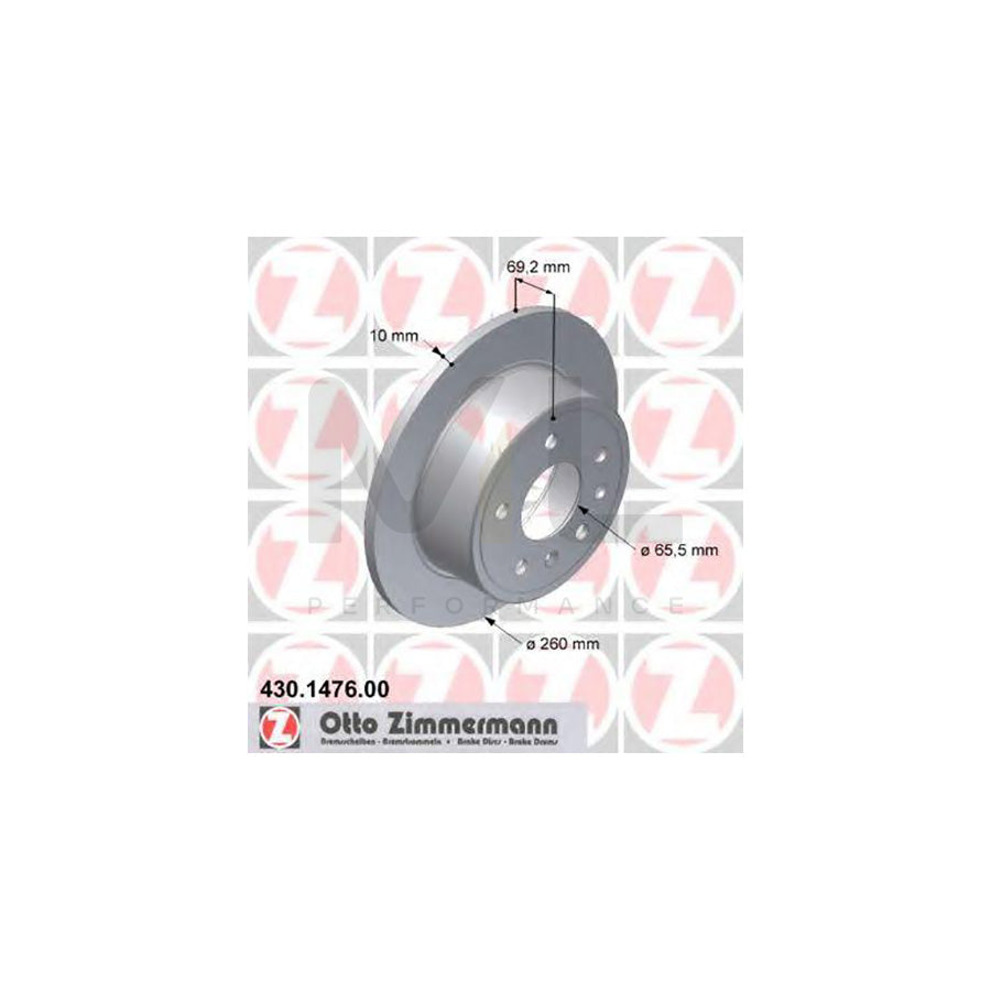 ZIMMERMANN 430.1476.00 Brake Disc Solid - 1 piece
