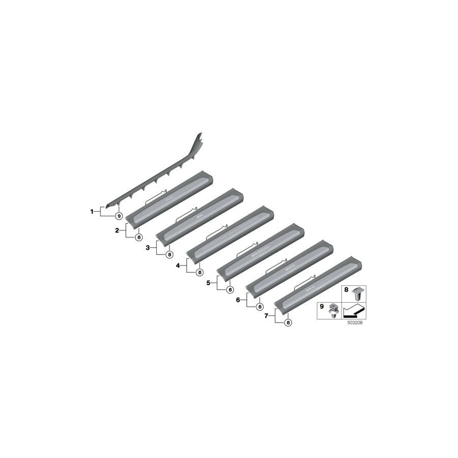 Genuine BMW 51477479202 F92 G15 Cover Strip, Entrance, Interior, Right SCHWARZ (Inc. M850iX, 840i & M8)