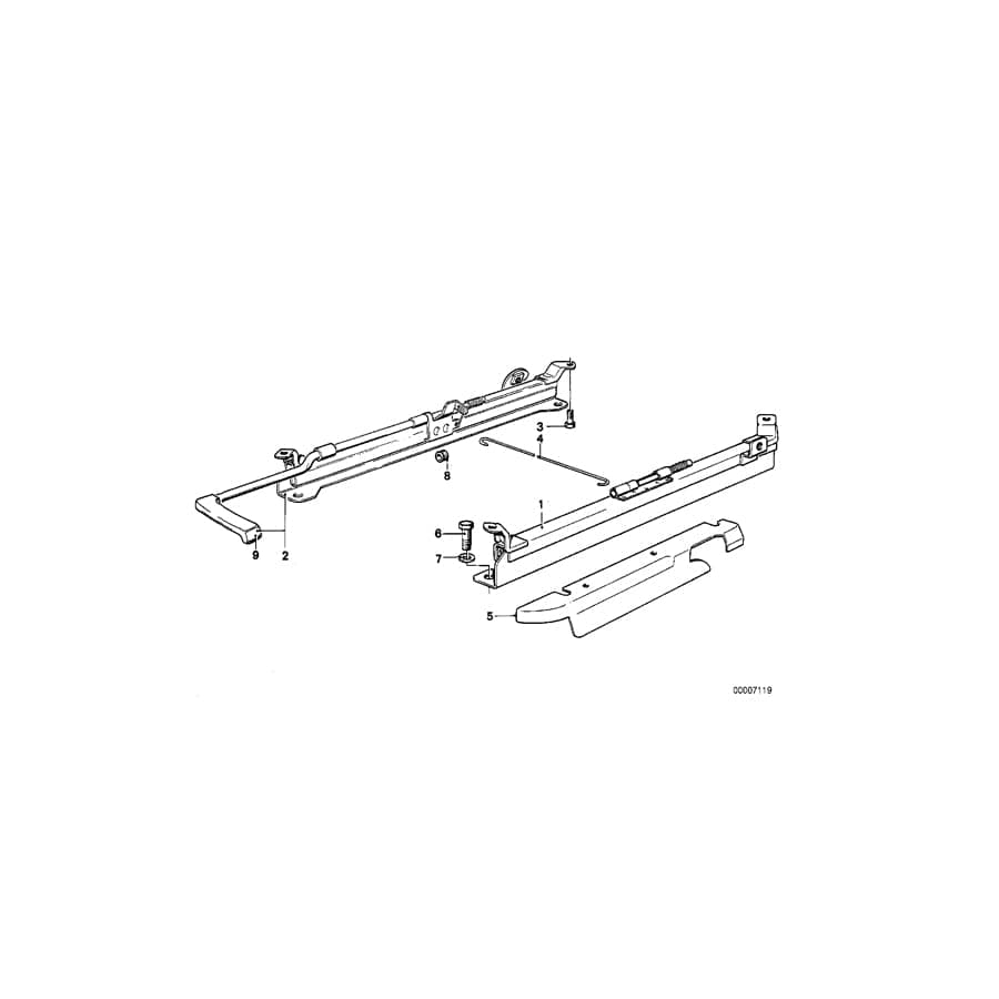 Genuine BMW 52101873549 E23 E28 E12 Seat Rail Outer Left (Inc. M535i, 733i & 528e)