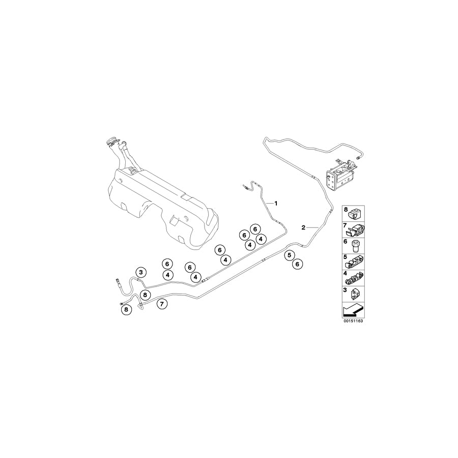 Genuine BMW 16127166718 E85 E86 Fuel Feed Line (Inc. Z4 M3.2)