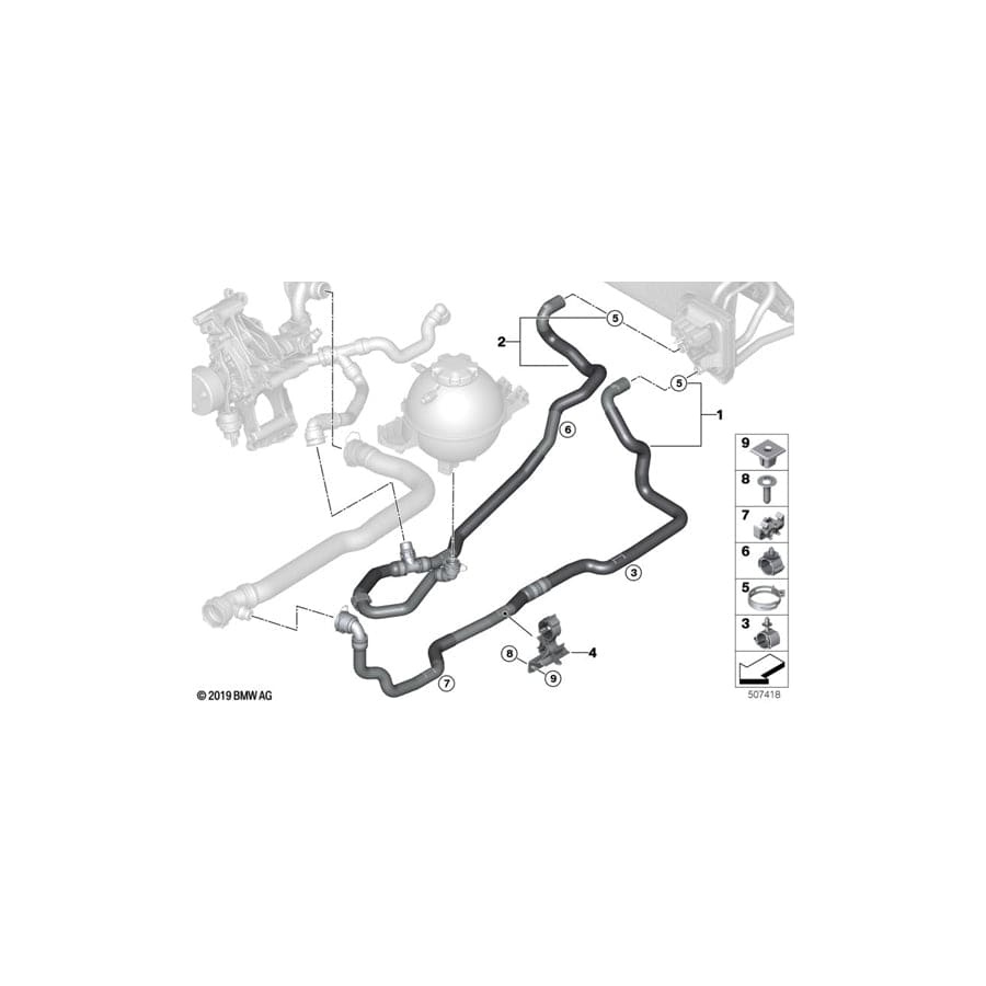 Genuine BMW 64216993464 G01 G02 Coolant Hose, Return (Inc. X3 & X4 M40iX)