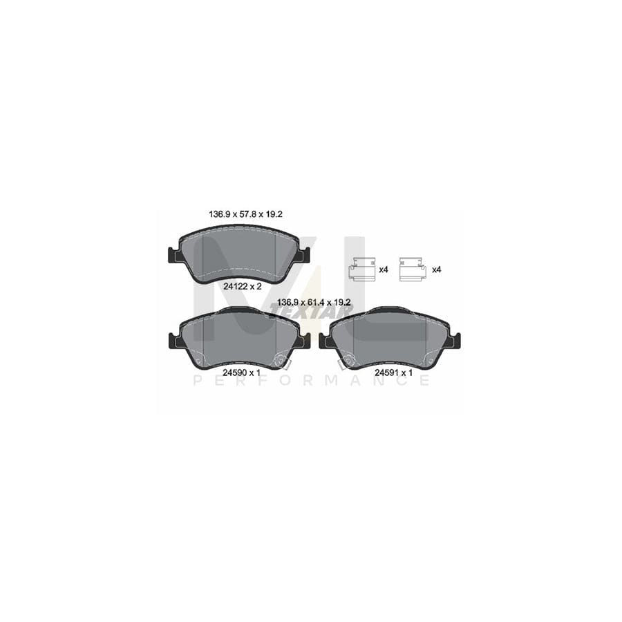 TEXTAR 2412201 Brake pad set with acoustic wear warning