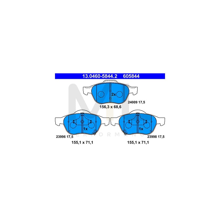 ATE 13.0460-5844.2 Brake pad set for TOYOTA AVENSIS with acoustic wear warning
