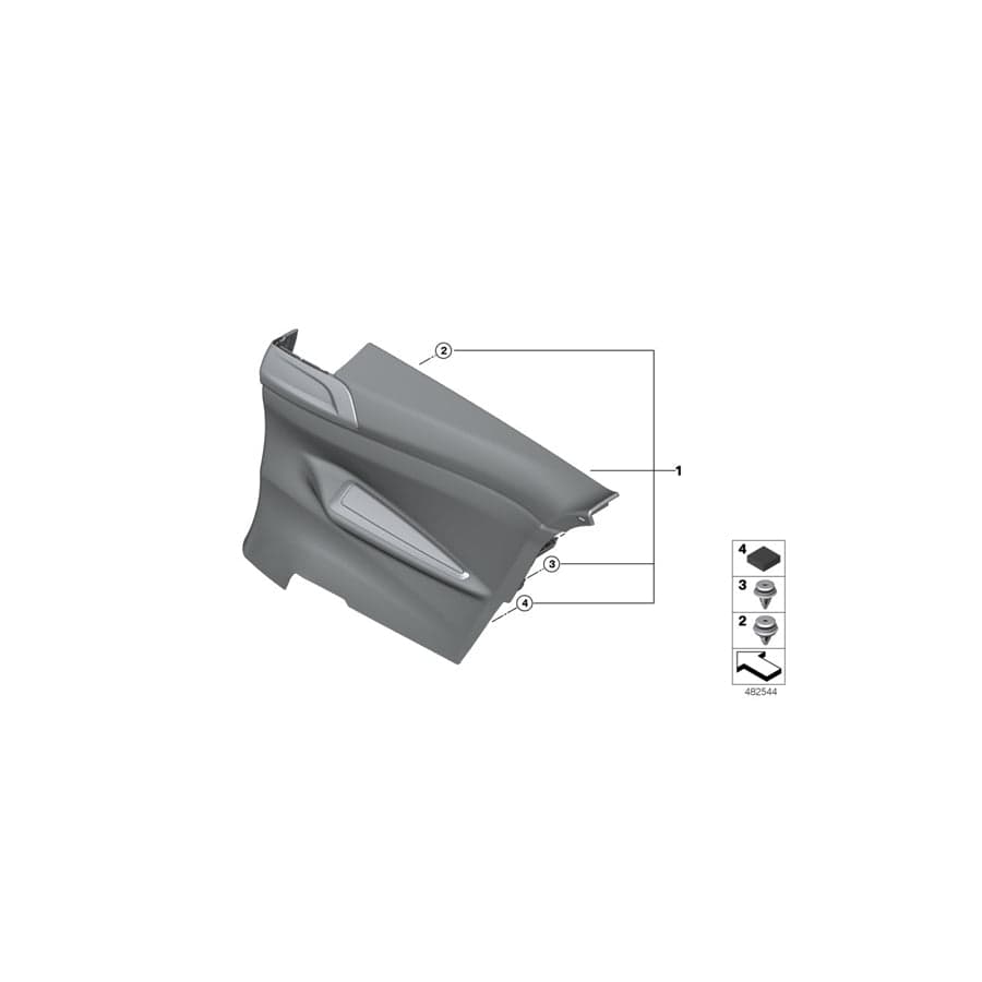 Genuine BMW 51438075428 F82 Lateral Trim Panel Rear Right (Inc. M4 CS)