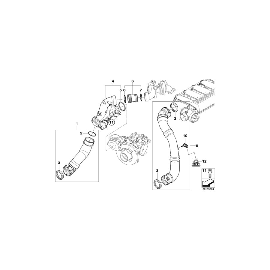 Genuine BMW 11617799402 E60 E61 Charge Air Line (Inc. 535d)