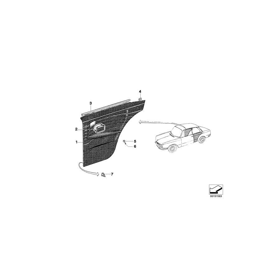 Genuine BMW 51367441121 Waist Rail Trim Strip, Right Rear (Inc. 2002tii, 1802 & 2002ti)