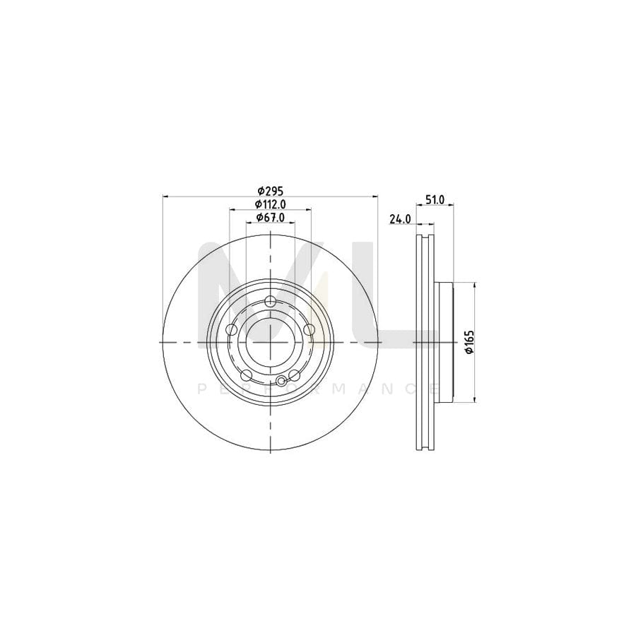 HELLA 8DD 355 133-381 Brake Disc Internally Vented, Coated, High-carbon, without wheel hub, without wheel studs | ML Performance Car Parts