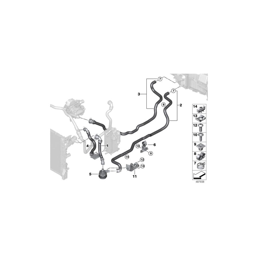 Genuine BMW 64219299623 G12 G31 G11 Coolant Hose, Return Heat exchanger - engine (Inc. 520i 1.6, 530iX & 730Li)