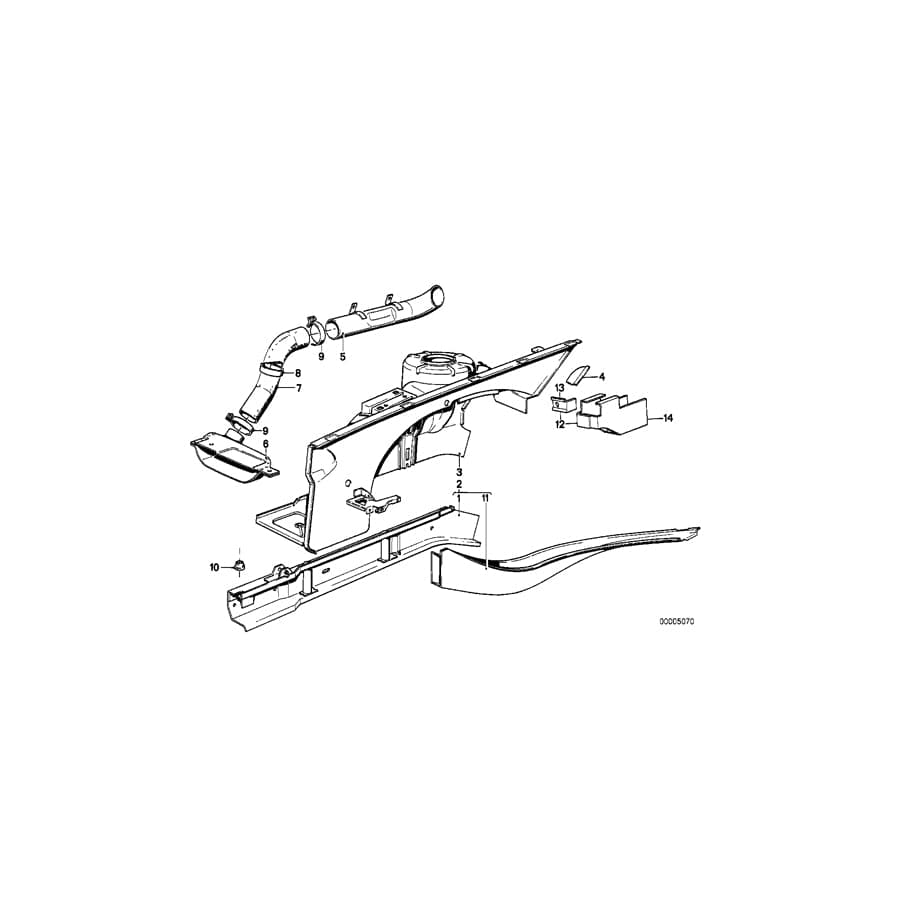 Genuine BMW 51711900172 E23 Air Channel (Inc. 745i)