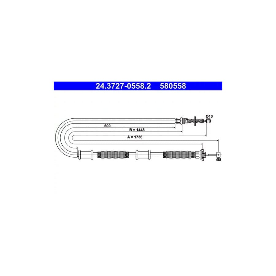 ATE 24.3727-0558.2 Hand Brake Cable for Fiat Doblo