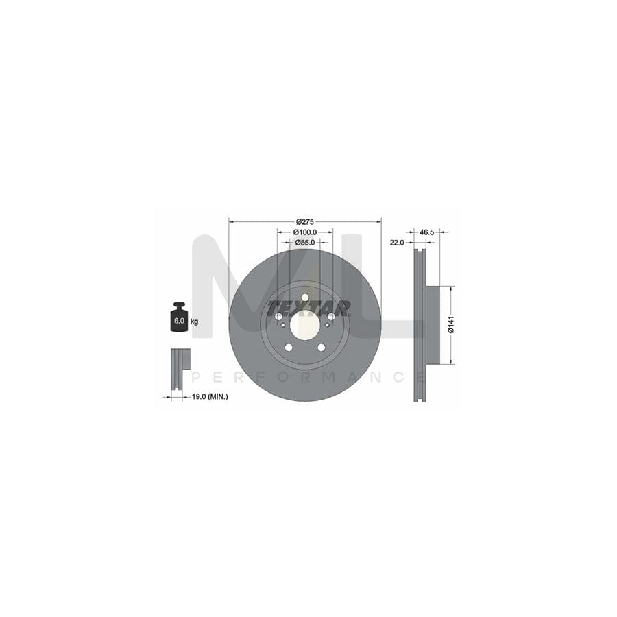 TEXTAR 92199300 Brake Disc Internally Vented, without wheel hub, without wheel studs - 1 piece